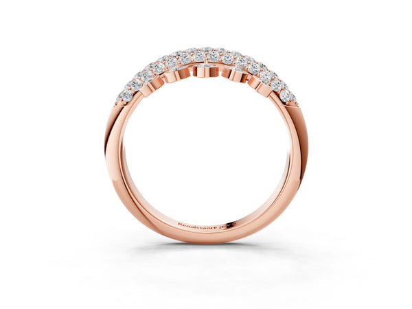 Rose gold Round Diamond Dangle Promise Ring with Round Diamond Pavé