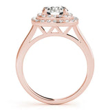 Rose gold Round Diamond Double Halo Ring with Four-Prong Setting and Pavé Band 2