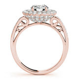 Rose gold Round Diamond Double Halo Ring with Pavé Band and Four-Prong Setting 2