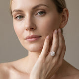 Rose gold Round Diamond Double Halo Ring with Pavé Band and Four-Prong Setting_14