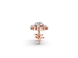 Rose gold Round Diamond Double Halo Stud Earrings with Prong Setting_153