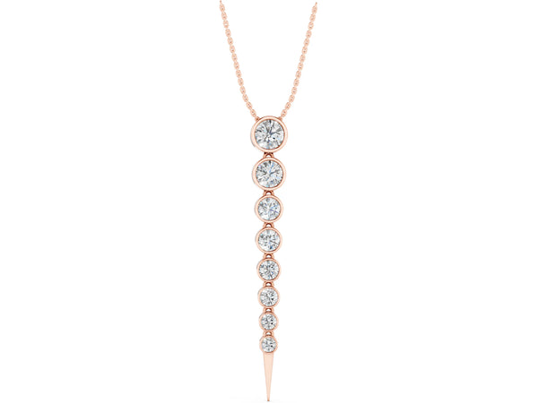 Rose gold Round Diamond Drop Necklace with Bezel Setting