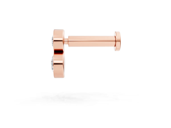 Rose gold Round Diamond Duo Flatback Earring