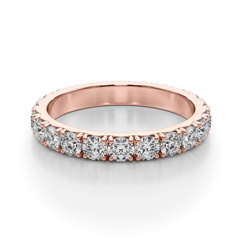 Rose gold Round Diamond Eternity Band with Pavé Setting and Shared Prong 1