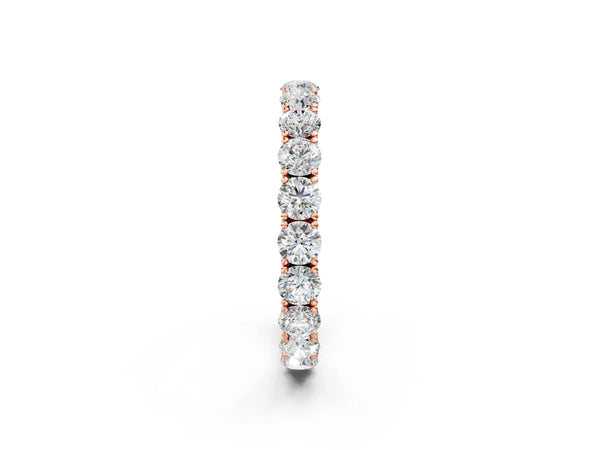 Rose gold Round Diamond Eternity Band with Pavé Setting and Shared Prong