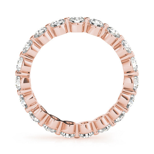 Rose gold Round Diamond Eternity Band with Scalloped Prong Setting 1