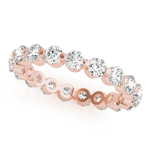 Rose gold Round Diamond Eternity Band with Scalloped Prong Setting