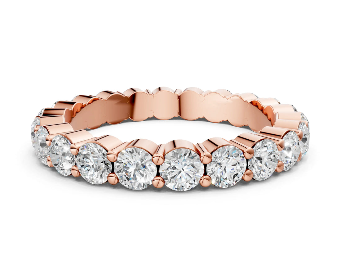 10K Rose Gold Round Diamond Eternity Band with U-Prong Setting