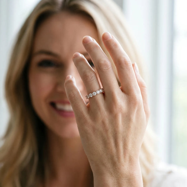 Rose gold Round Diamond Eternity Band with U-Prong Setting