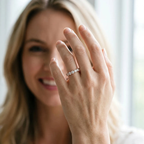 10K Rose Gold Round Diamond Eternity Band with U-Prong Setting