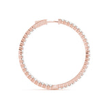 Rose gold Round Diamond Eternity Hoop Earrings with Pavé Setting and Shared Prong 2