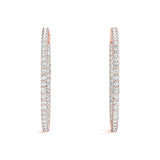 Rose gold Round Diamond Eternity Hoop Earrings with Pavé Setting and Shared Prong 3
