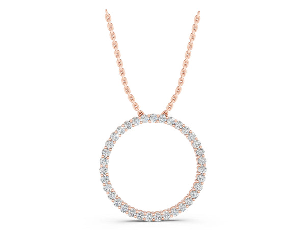 Rose gold Round Diamond Eternity Pendant with Prong Setting