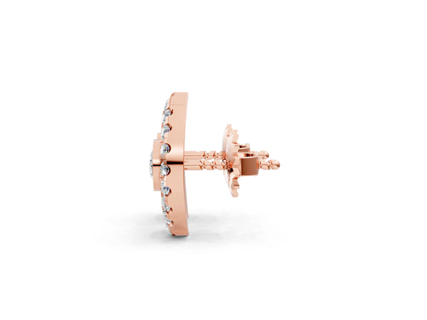 Rose gold Round Diamond Evil Eye Stud Earrings