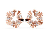Rose gold Round Diamond Fanburst Stud Earrings