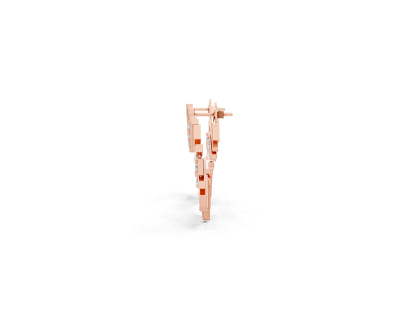 Rose gold Round Diamond Fanburst Stud Earrings