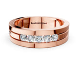 Rose gold Round Diamond Five-Stone Channel Set Mens Band