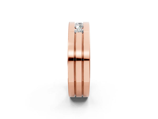 Rose gold Round Diamond Five-Stone Channel Set Mens Band