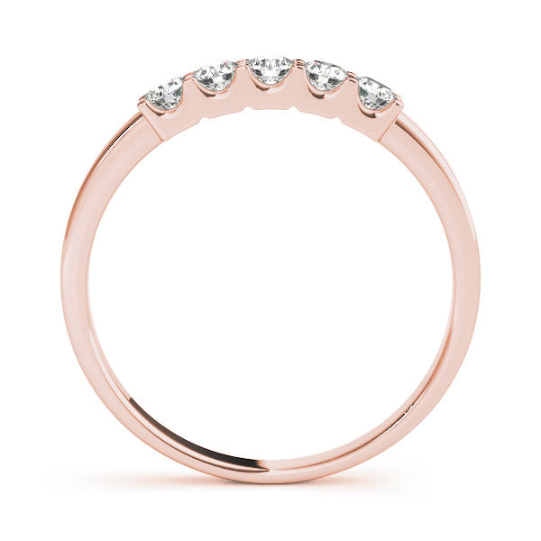 Rose gold Round Diamond Five-Stone Prong Set White Gold Band 1
