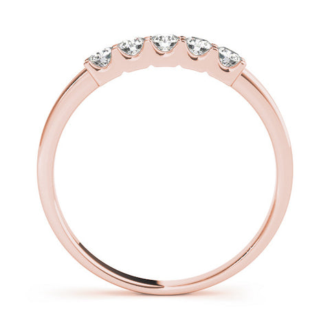 Rose gold Round Diamond Five-Stone Prong Set White Gold Band 1