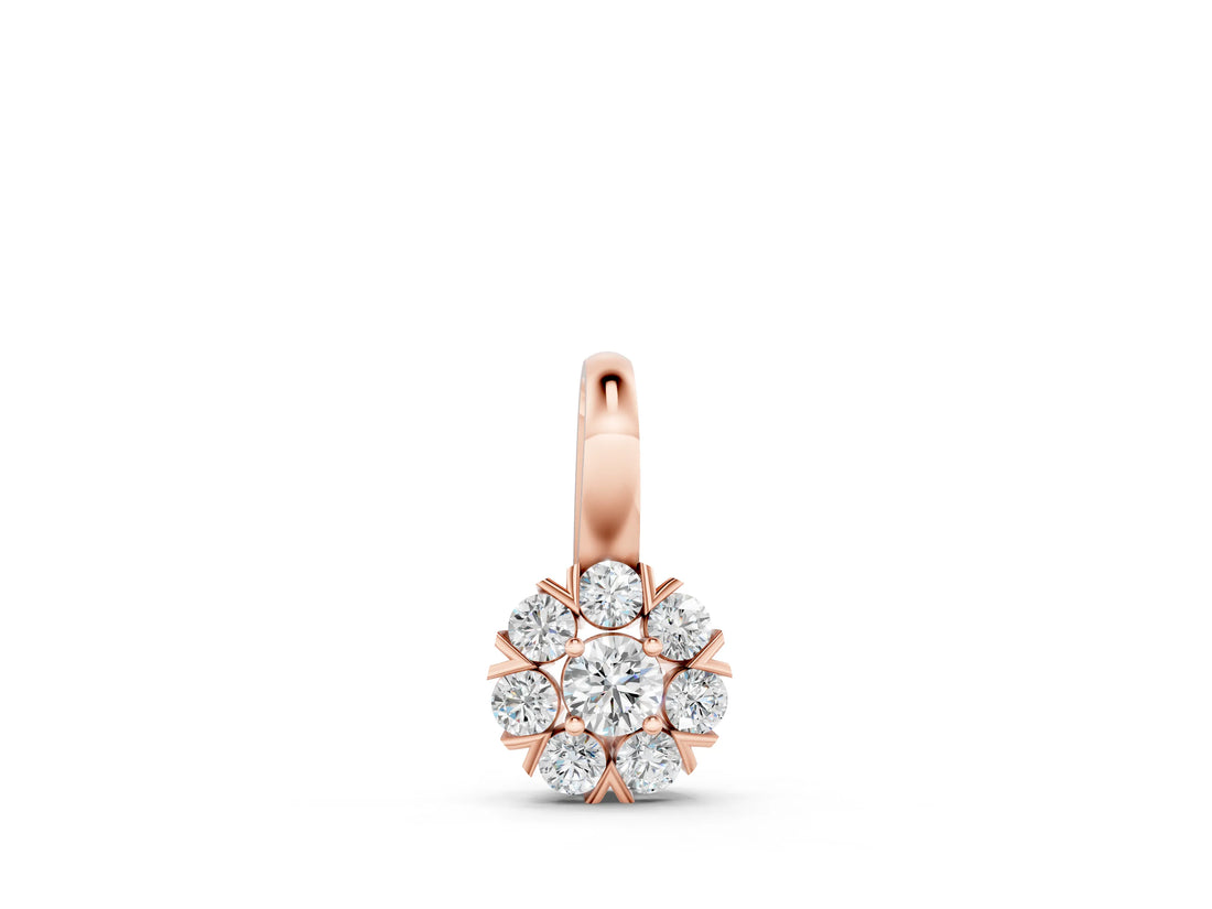 Rose gold Round Diamond Floral Cluster Pendant with Prong Setting_6