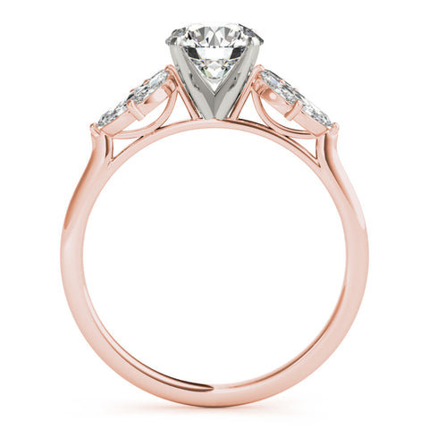Rose gold Round Diamond Floral Cluster Ring with Marquise Side Stones and Six-Prong Solitaire Setting 2