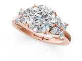 Rose gold Round Diamond Floral Cluster Ring with Solitaire Band and Prong Setting_72