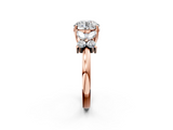 Rose gold Round Diamond Floral Cluster Ring with Solitaire Band and Prong Setting_73