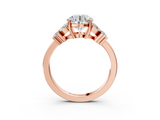 Rose gold Round Diamond Floral Cluster Ring with Solitaire Band and Prong Setting_74