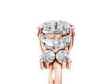 Rose gold Round Diamond Floral Cluster Ring with Solitaire Band and Prong Setting_76