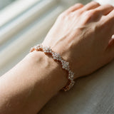 Rose gold Round Diamond Floral Cluster Tennis Bracelet with Prong Setting_6
