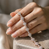 Rose gold Round Diamond Floral Cluster Tennis Bracelet with Prong Setting_8