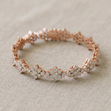 Rose gold Round Diamond Floral Cluster Tennis Bracelet with Prong Setting_9