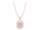 Rose gold Round Diamond Floral Halo Pendant with Prong Setting_5