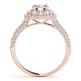 Rose gold Round Diamond Floral Halo Ring with Pavé Band and Four-Prong Setting 2