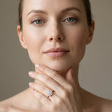 Rose gold Round Diamond Floral Halo Ring with Pavé Band and Prong Setting_13