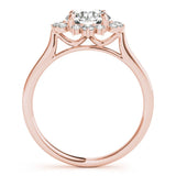Rose gold Round Diamond Floral Halo Ring with Plain Band and Prong Setting 2