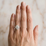 Rose gold Round Diamond Floral Halo Ring with Plain Band and Prong Setting_6