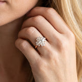 Rose gold Round Diamond Floral Halo Ring with Plain Band and Prong Setting_8