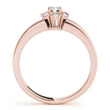 Rose gold Round Diamond Floral Halo Solitaire Ring with Channel-Set Band and Claw Prong Setting 2