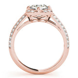 Rose gold Round Diamond Floral Halo Split Shank Engagement Ring 2