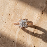 Rose gold Round Diamond Floral Halo Split Shank Engagement Ring_9