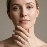 Rose gold Round Diamond Floral Halo Split Shank Prong Setting Ring_13