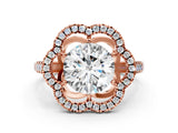 Rose gold Round Diamond Floral Halo Split Shank Prong Setting Ring_14