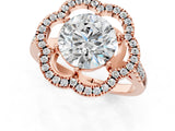 Rose gold Round Diamond Floral Halo Split Shank Prong Setting Ring_15