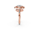 Rose gold Round Diamond Floral Halo Split Shank Prong Setting Ring_16