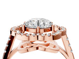 Rose gold Round Diamond Floral Halo Split Shank Prong Setting Ring_18
