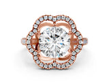 Rose gold Round Diamond Floral Halo Split Shank Prong Setting Ring_26