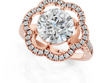 Rose gold Round Diamond Floral Halo Split Shank Prong Setting Ring_27