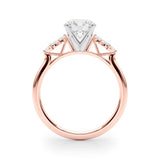 Rose gold Round Diamond Floral Side Stone Solitaire with Marquise Accents and Four-Prong Setting 2